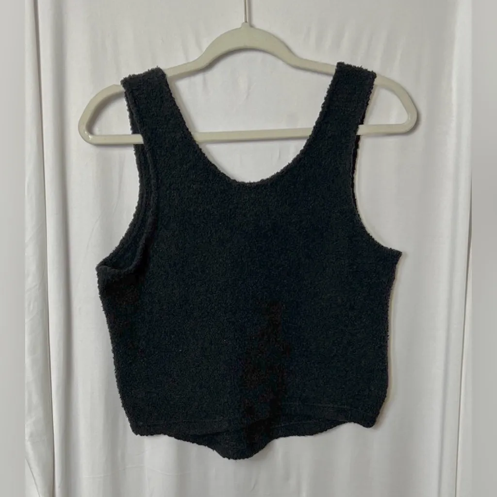 PINK Victoria's Secret Black Cozy Knit Crop Sleep Tank Size XL - Image 6