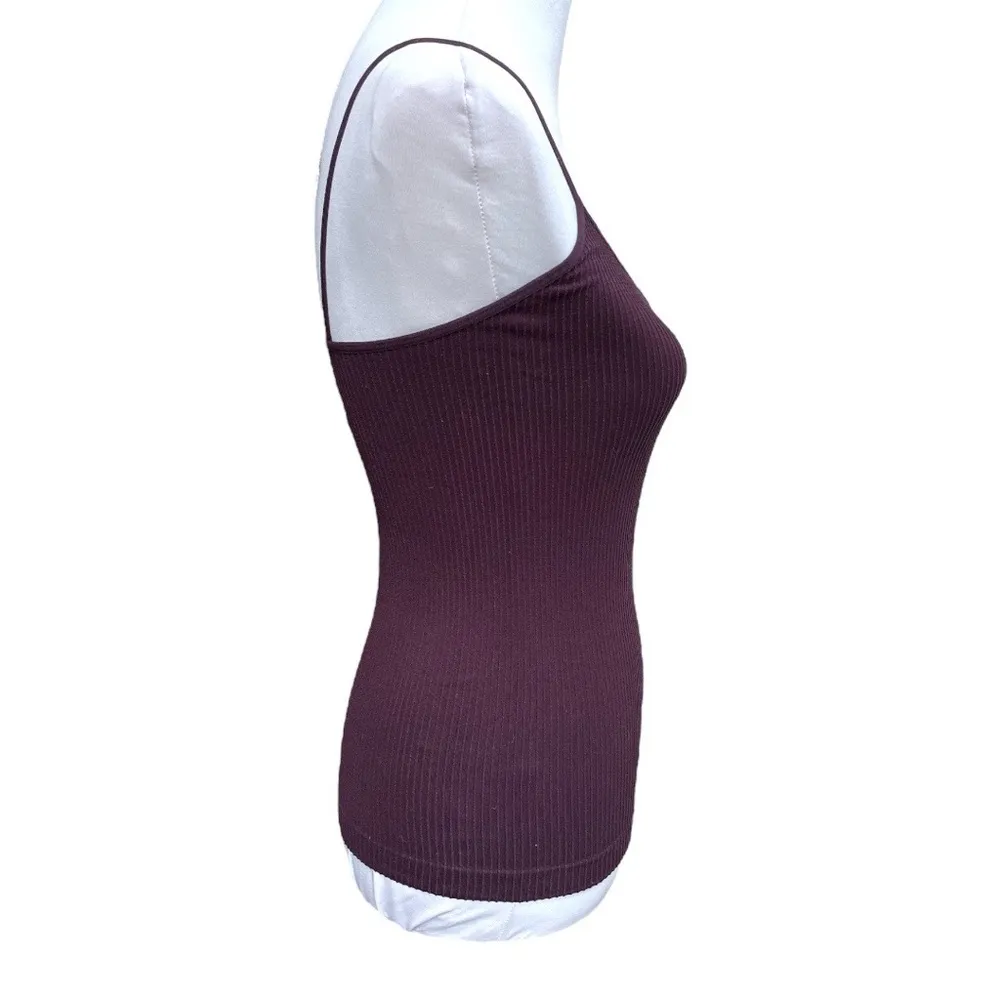 Aeropostale Ribbed Spaghetti Strap Tank Top Dark Magenta Burgundy Size M/L - Image 3