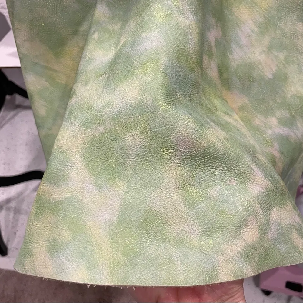 Steampunk leather mini dress handmade tie die skater mini open back flare Yellow Size XS - Image 8