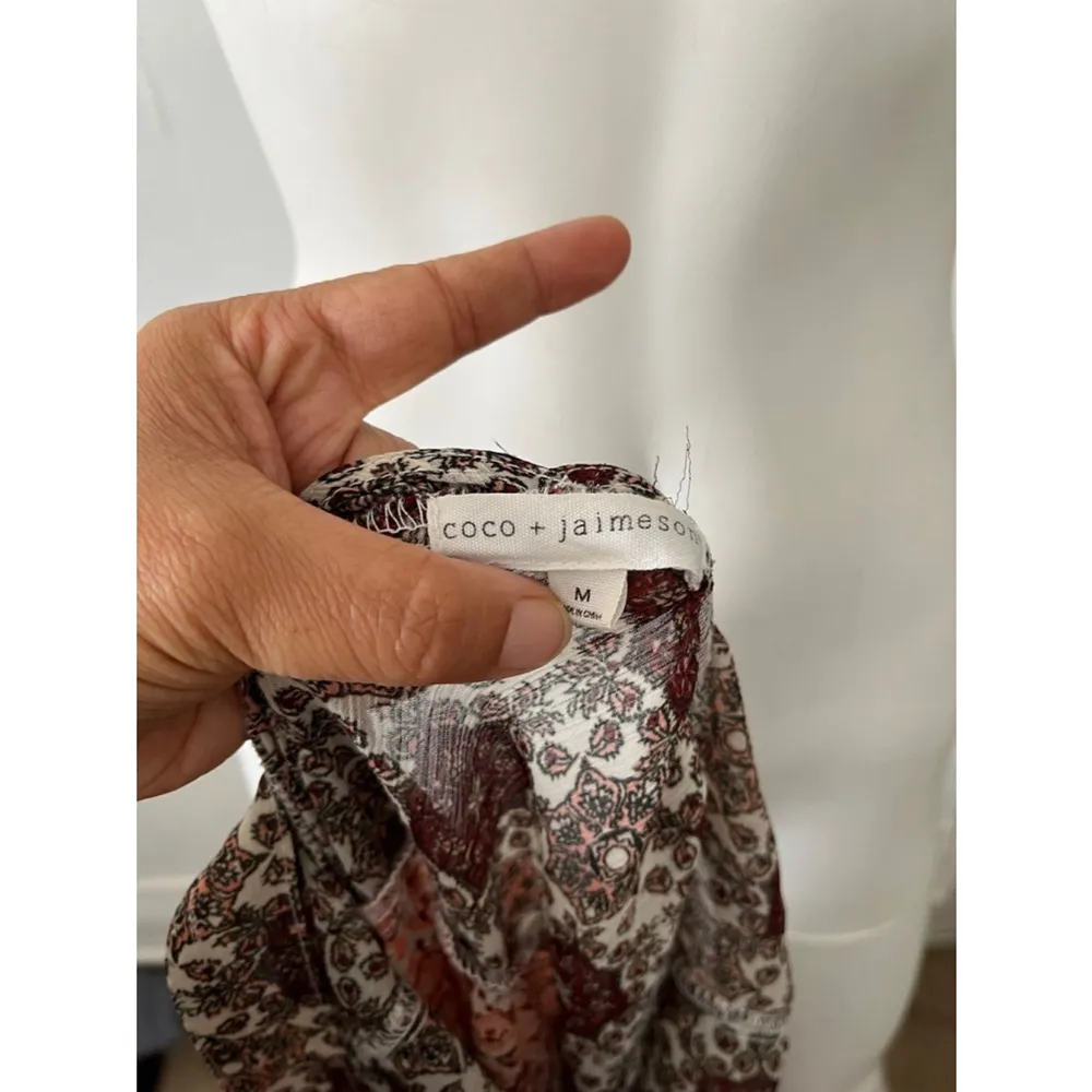 Coco + Jaimeson sleeveless paisley floral country Brown Pink button down dress M - Image 5