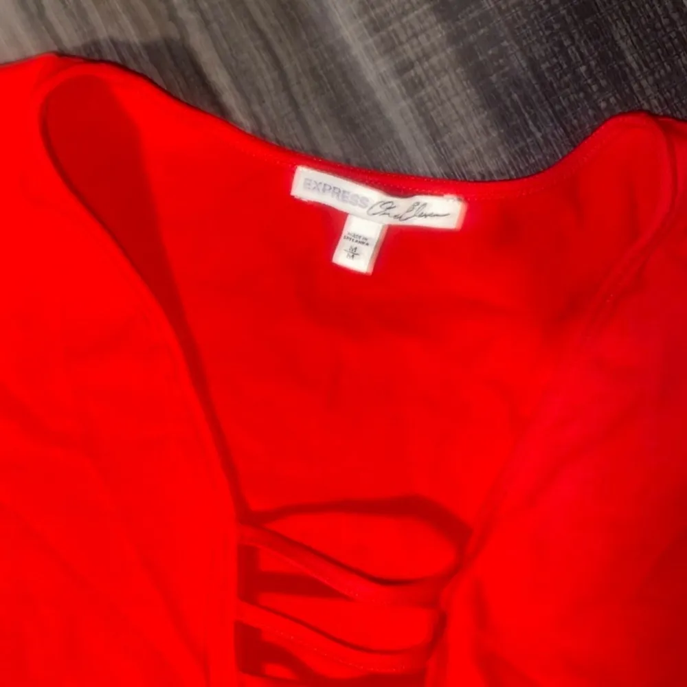 Express Bold Red Cutout Bodysuit - Image 2