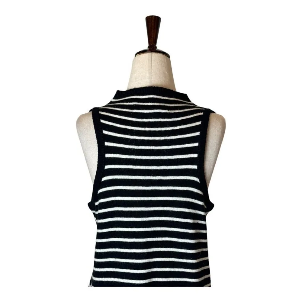 Cupcakes And Cashmere‎ Dress Women Medium Black White Striped Knit Piper Mini - Image 6