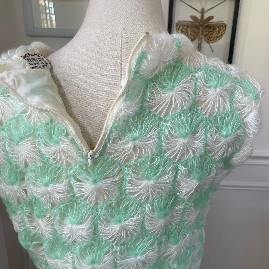 Vintage 60s Jane Hunter Seafoam Green White Back Zip Sleeveless Sweater S - Image 5