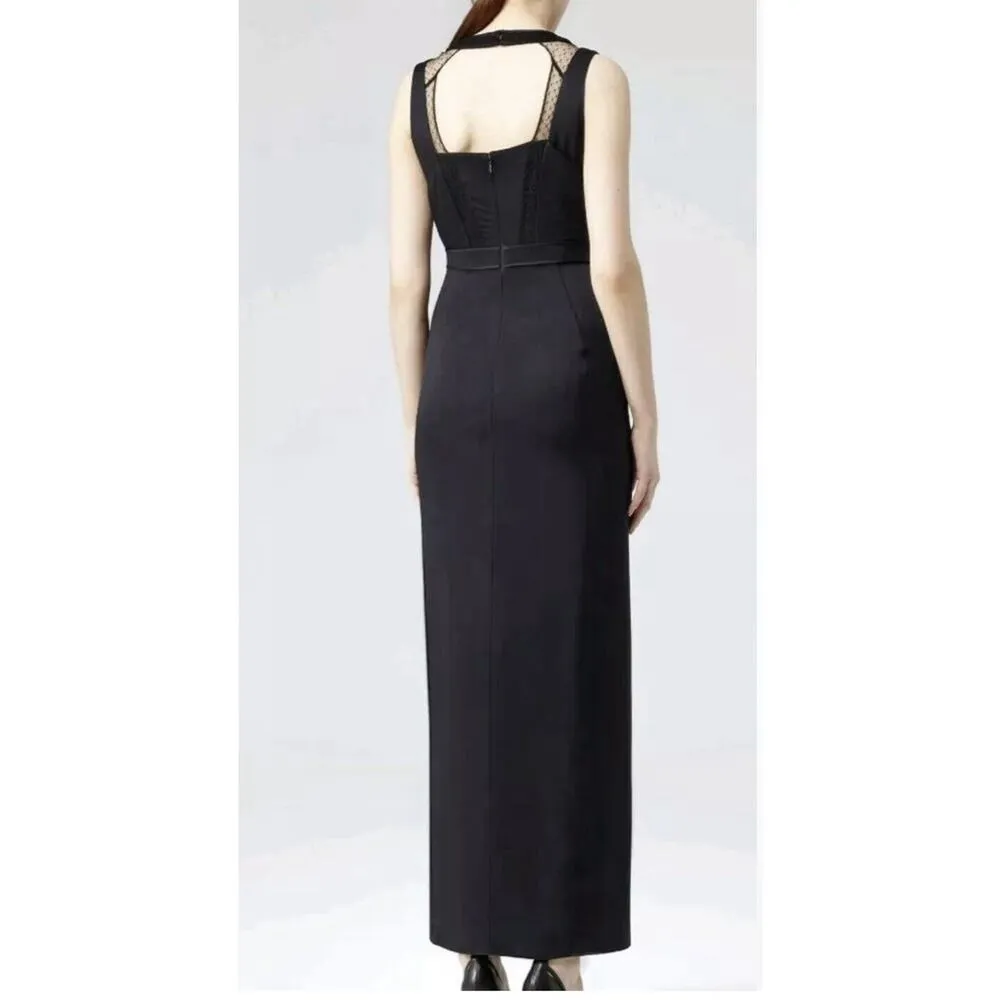 Designer REISS Snares satin maxi dress size 0--navy lace detail - Image 3