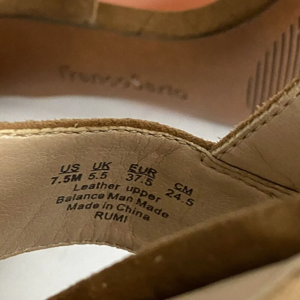 Franco Sarto Rumi Sandals Womens 7.5 M Tan Brown Leather Feminine High Heels - Image 13