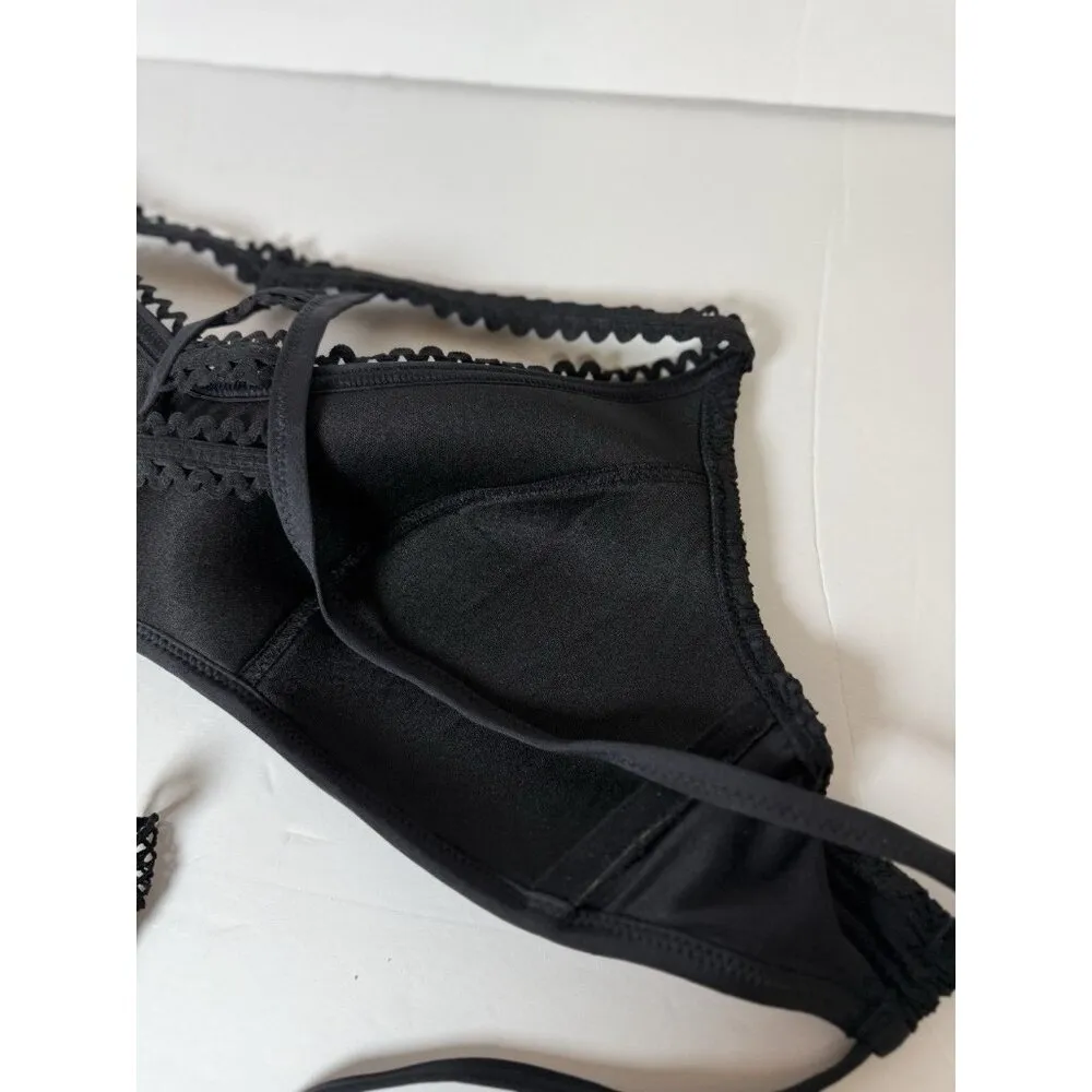 BECCA By Rebecca Virtue Black M E-Cup (DD-CUP) Ladder Back Bralette Bikini Top - Image 10