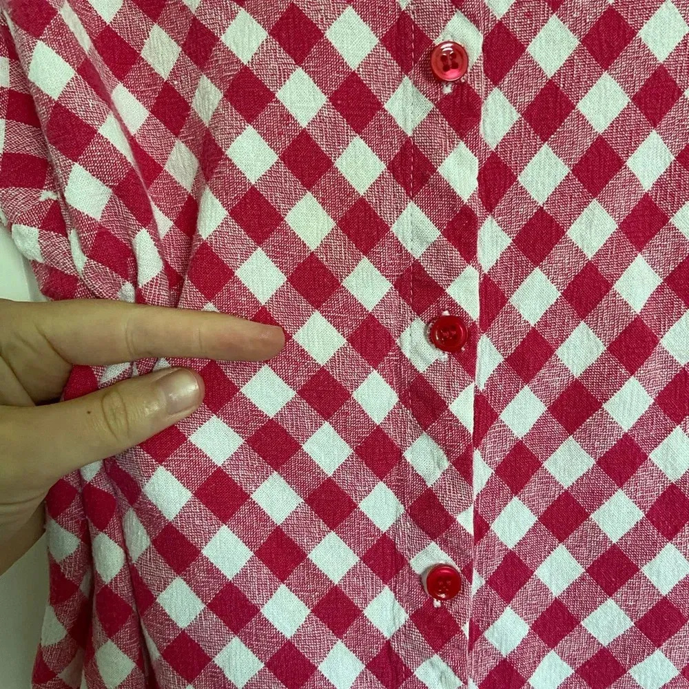 Vintage Jaclyn Smith classic women’s sleeveless gingham linen blend top — medium - Image 6