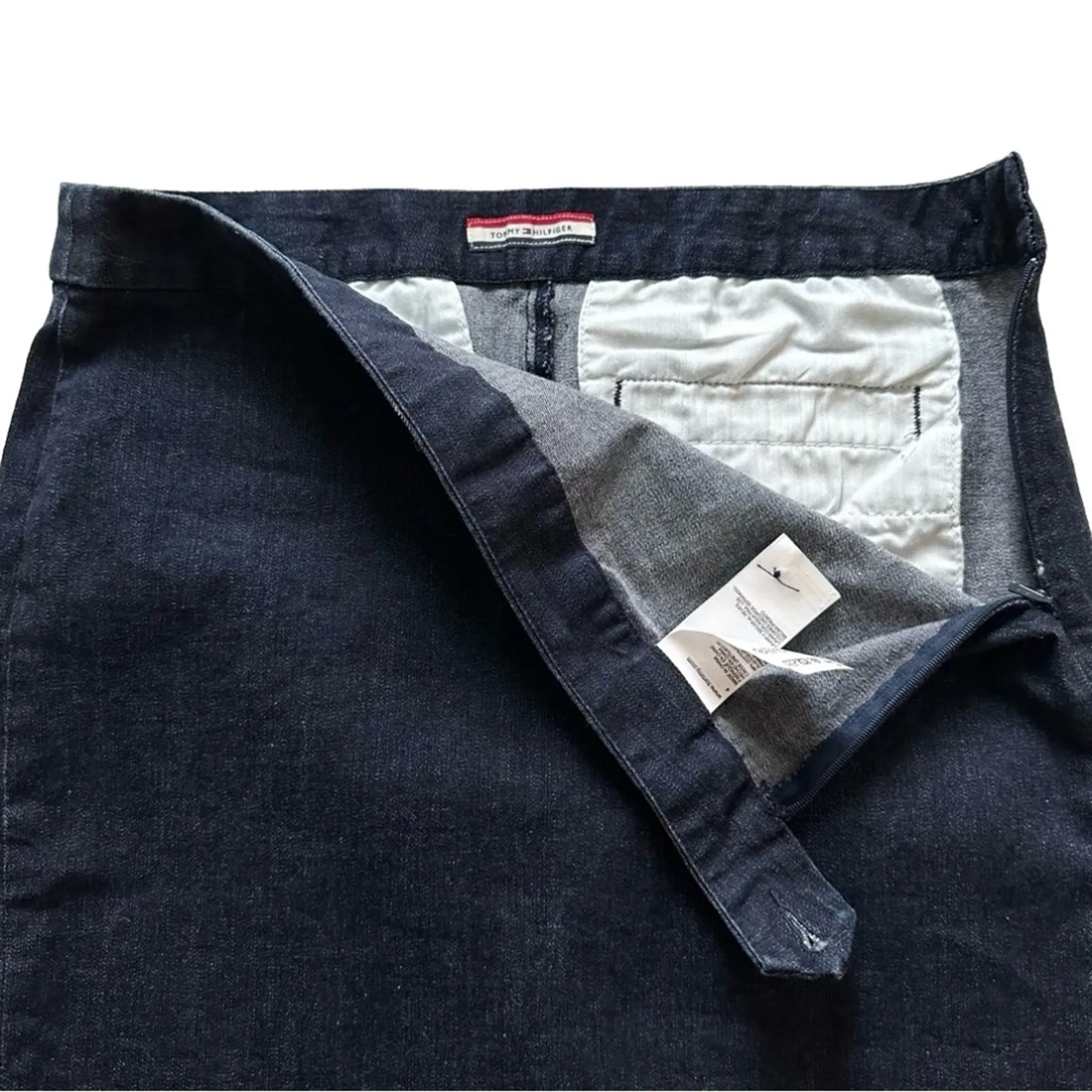 Tommy Hilfiger Jean Skirt Dark Blue Denim Side Zipper Pencil Denim Skirt Size 4 - Image 3