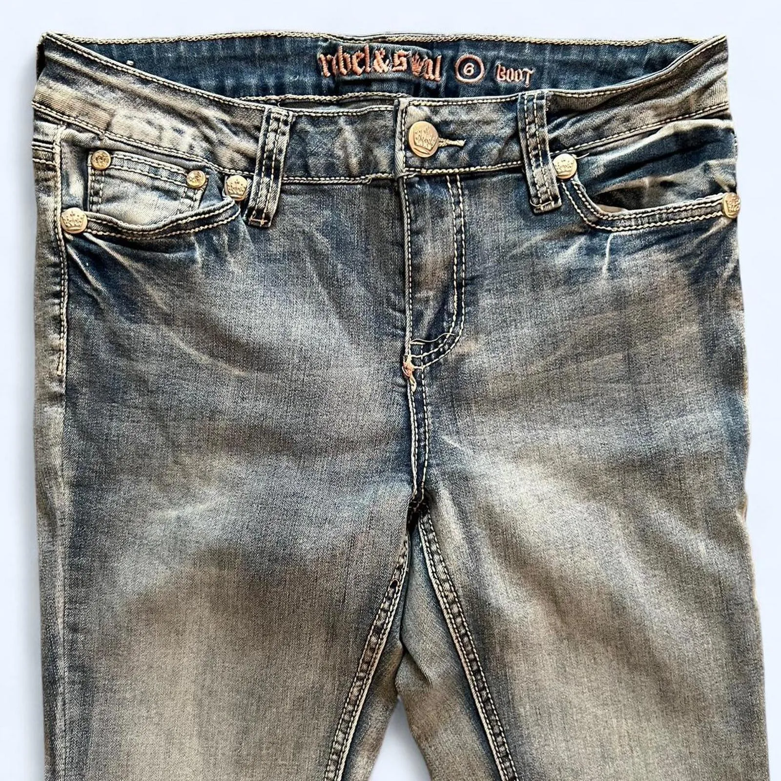 Y2K Rebel & Soul low rise boot cut Size 6 Blue - Image 4