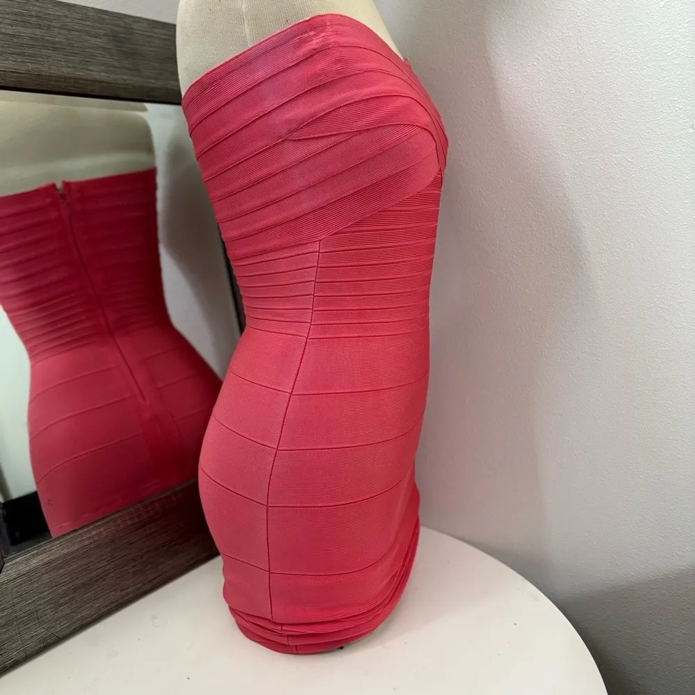 Coral Meilum Bandage dress (Herve lever) bodycon rayon dress Pink Size XS - Image 10