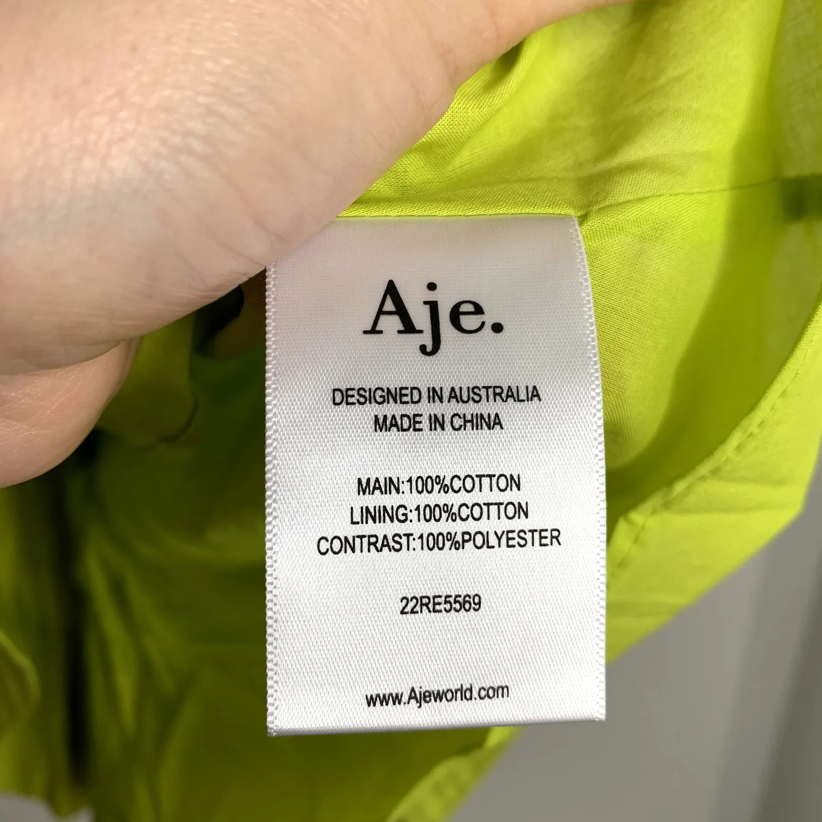 AJE Gretta Bow Back Mini Dress In Chartreuse Green Womens Size 8 New - Image 12