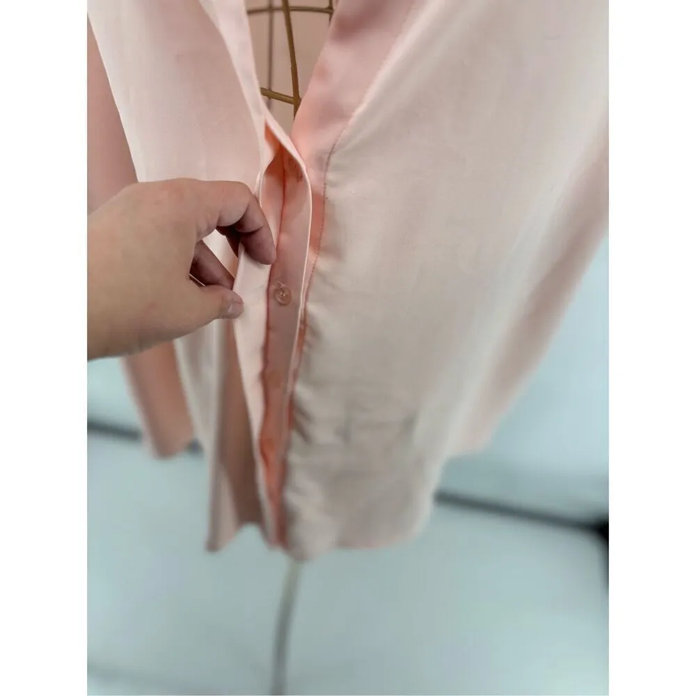 Eloquii peach pink short sleeve split neck button down top size 18 - Image 8