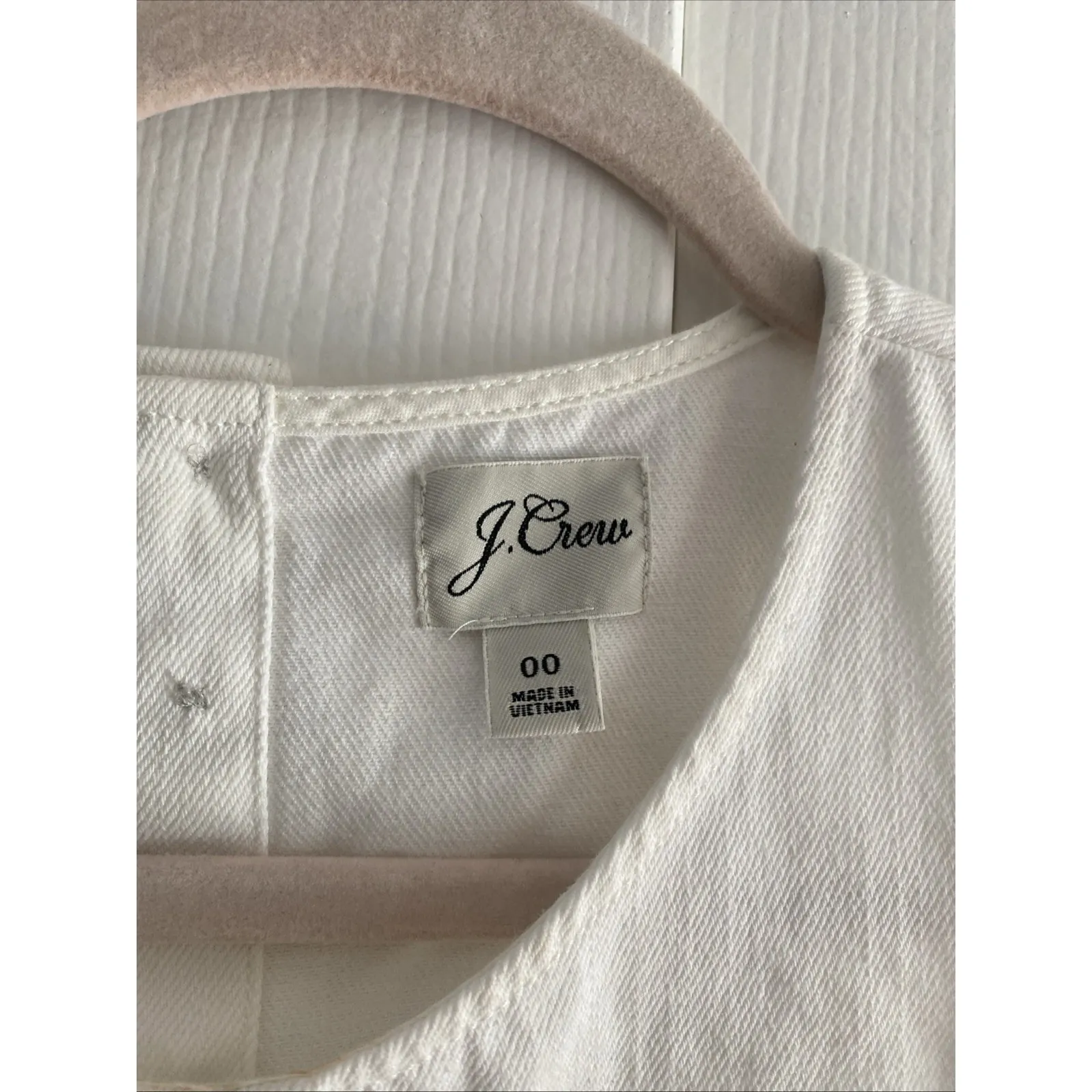 J Crew Womens 00 White Denim Shift Dress Sleevless - Image 2
