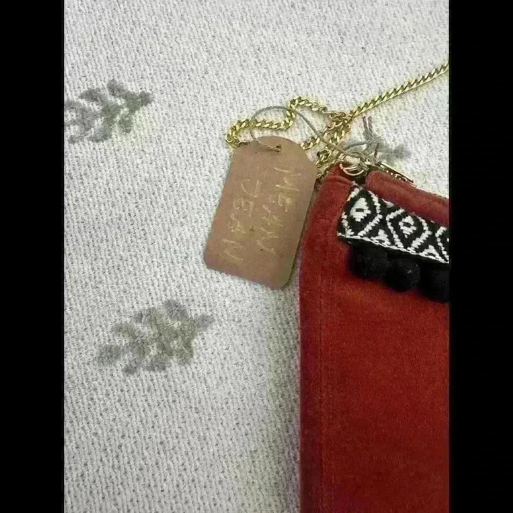 Mean Jean Chic Bohemian Style Mini Crossbody Bag with Pom Poms Orange - Image 2