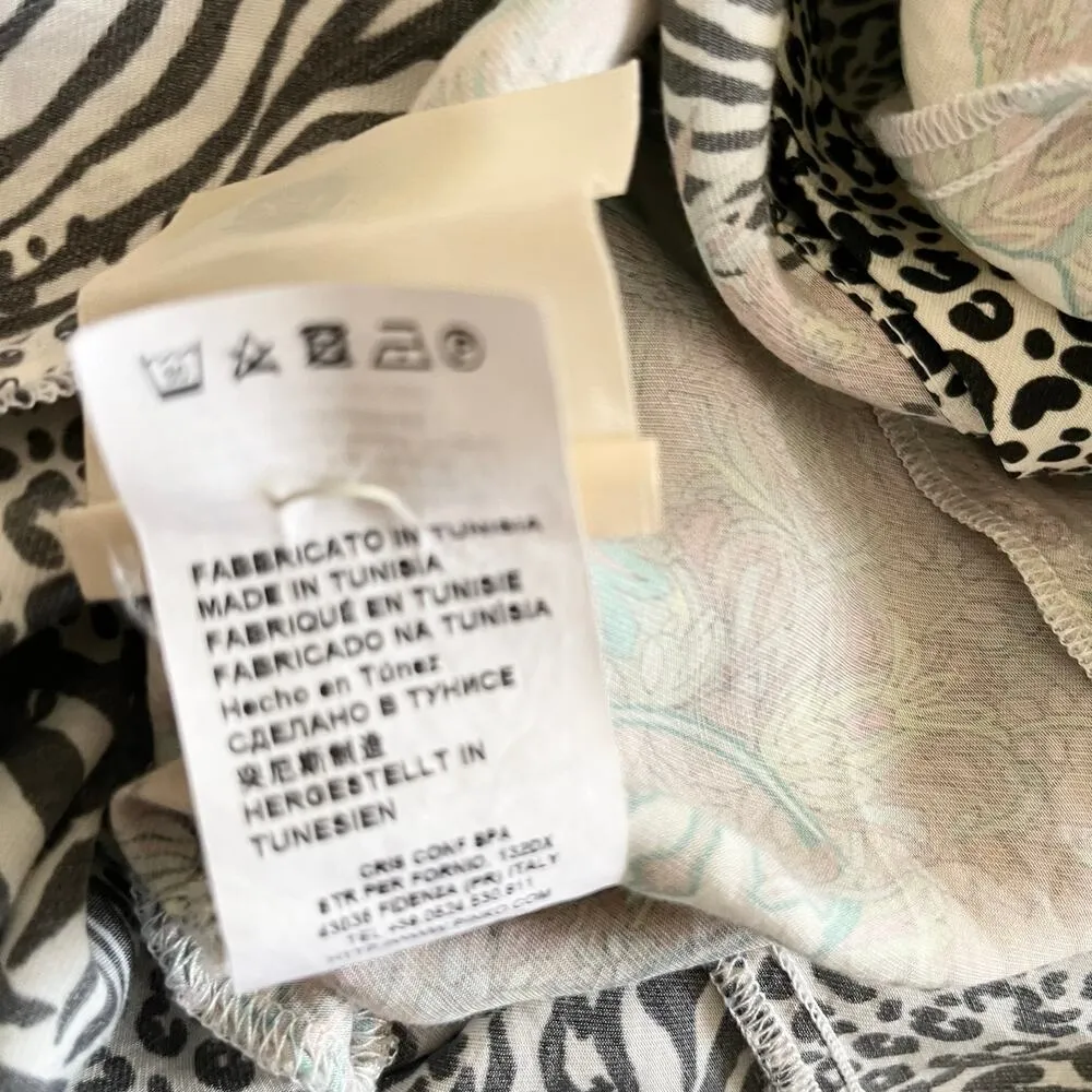 Pinko Chemisier Rosalina Floral Animal Print Long Sleeve Shirt Maxi Dress Size 4 Black - Image 12