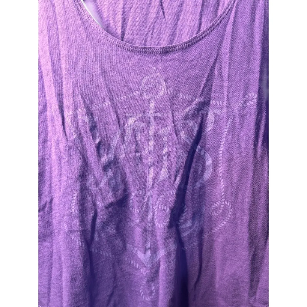 Vans Off The Wall Womens Small Purple Tank Top Sleeveless Anchor Graphic Tee - Image 2