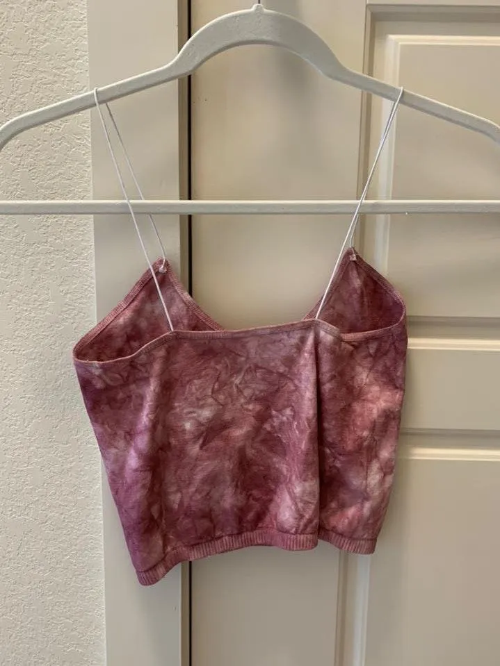 Pink Tie-Dye Cropped Tank Top - Image 3