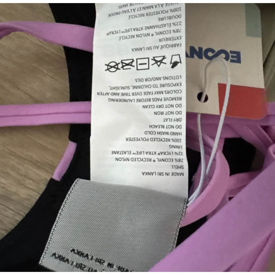 Prana Tulum Top Black Color Block Green Lilac Bikini Summer‎ Pool Vacation Large - Image 6