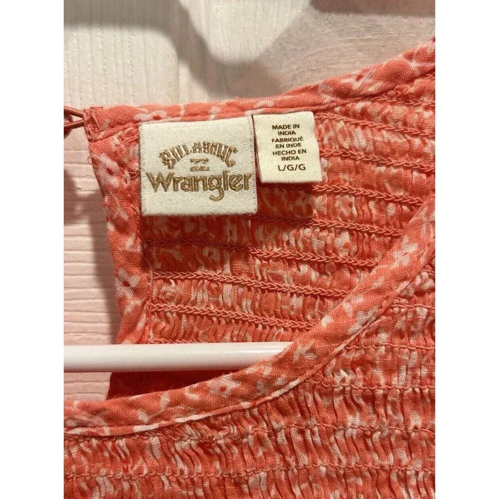 Billabong X Wrangler Top Women's Pink Long Sleeve Peasant Sleeve Size‎ Large - Image 4