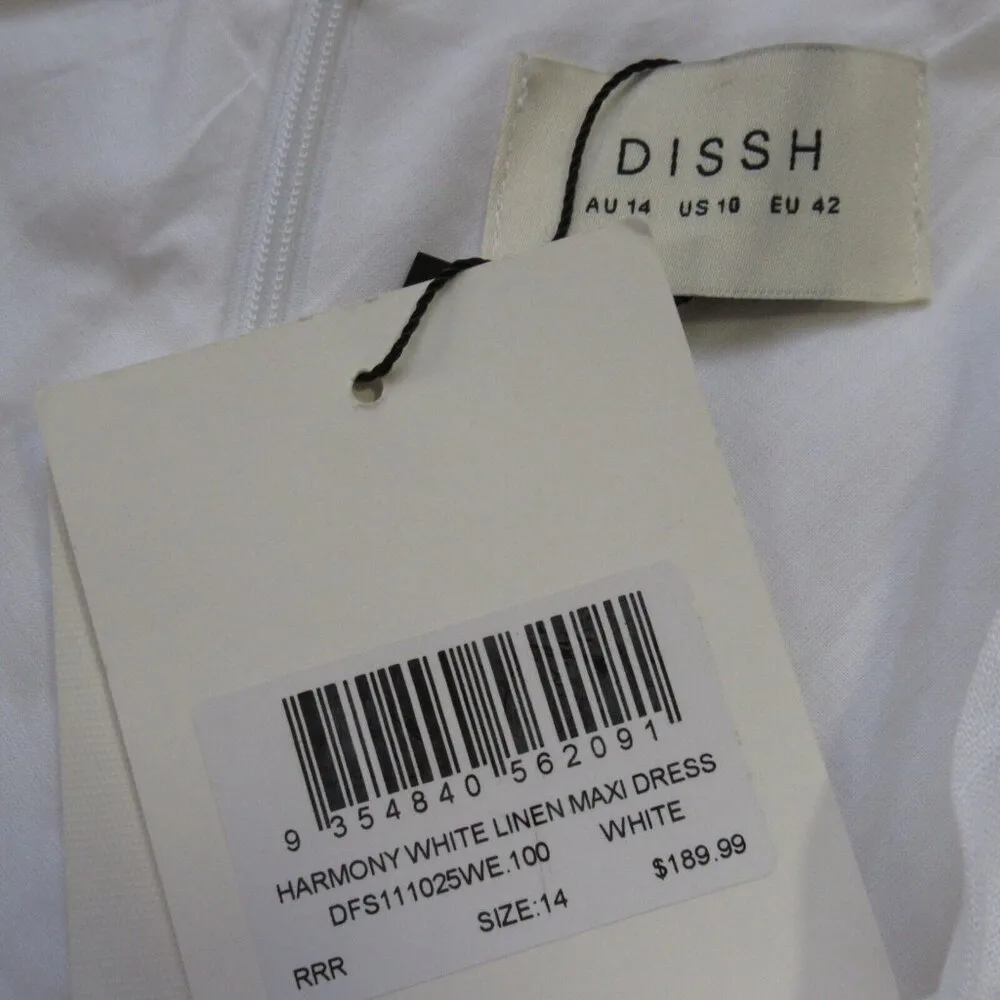 NWT DISSH Harmony in White Linen Cowl Neck Maxi Dress US 10 / AU 14 - Image 8