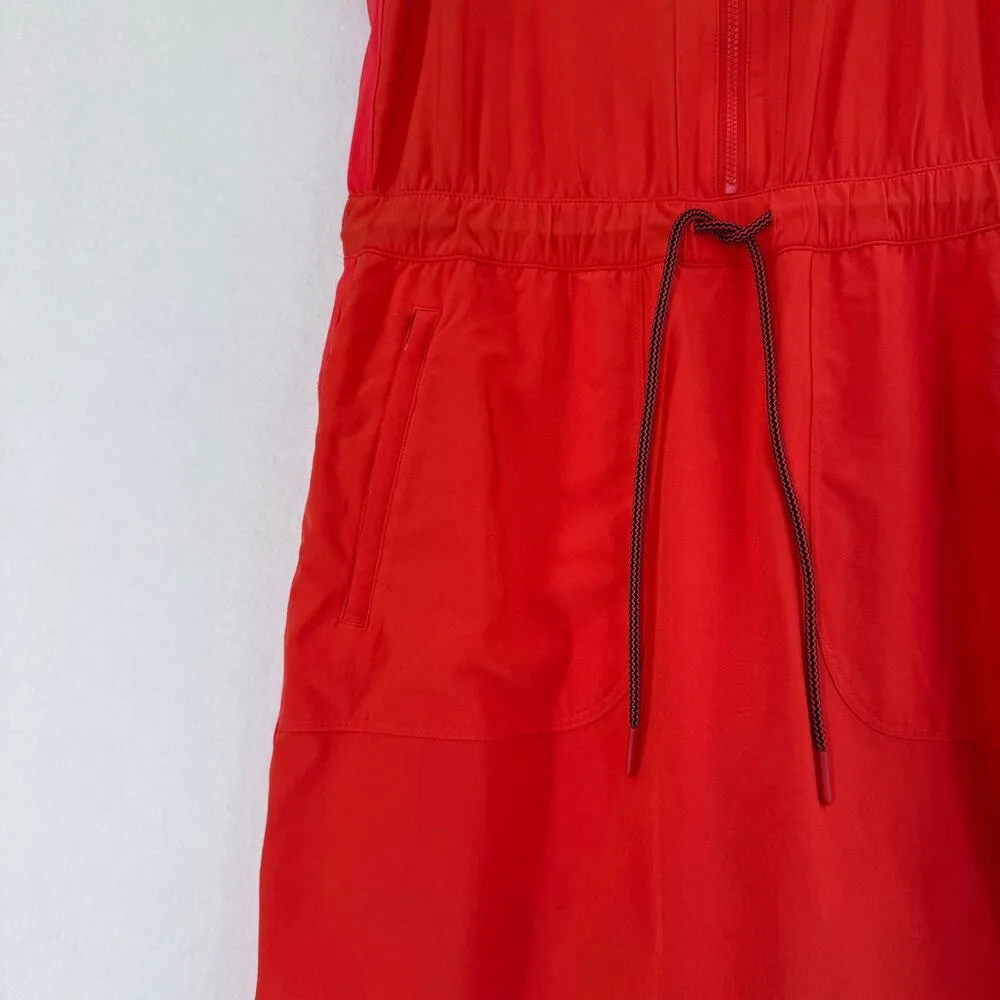 Athleta Sleeveless Zip-Front orange Dress size 4 built in shorts w/pockets - Image 4