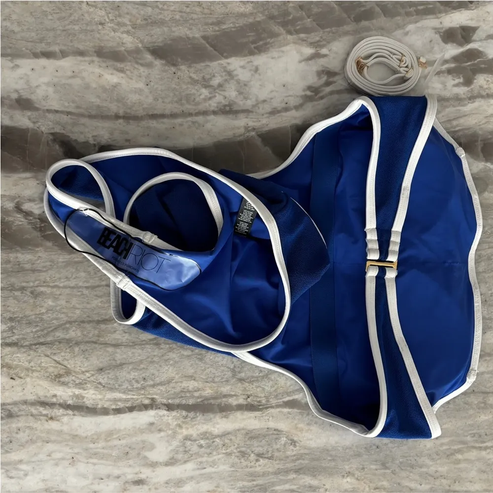 Beach Riot Daphne One Piece Riviera Azure Tidal Crepe Size M - Image 4