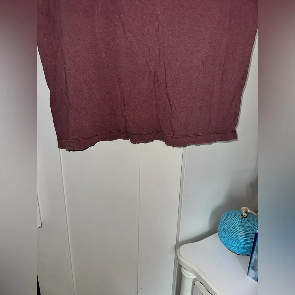 Aerie Real Soft Distressed Burgundy Tee - Image 7