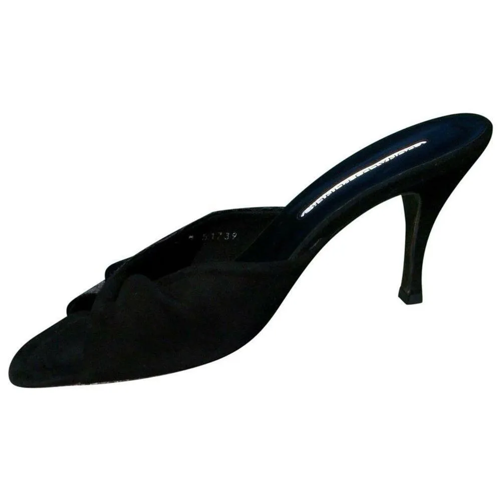 Donald Pliner Couture Black Suede Leather Slide Shoe New Moiree Elastic NIB $255 Size 6 - Image 2