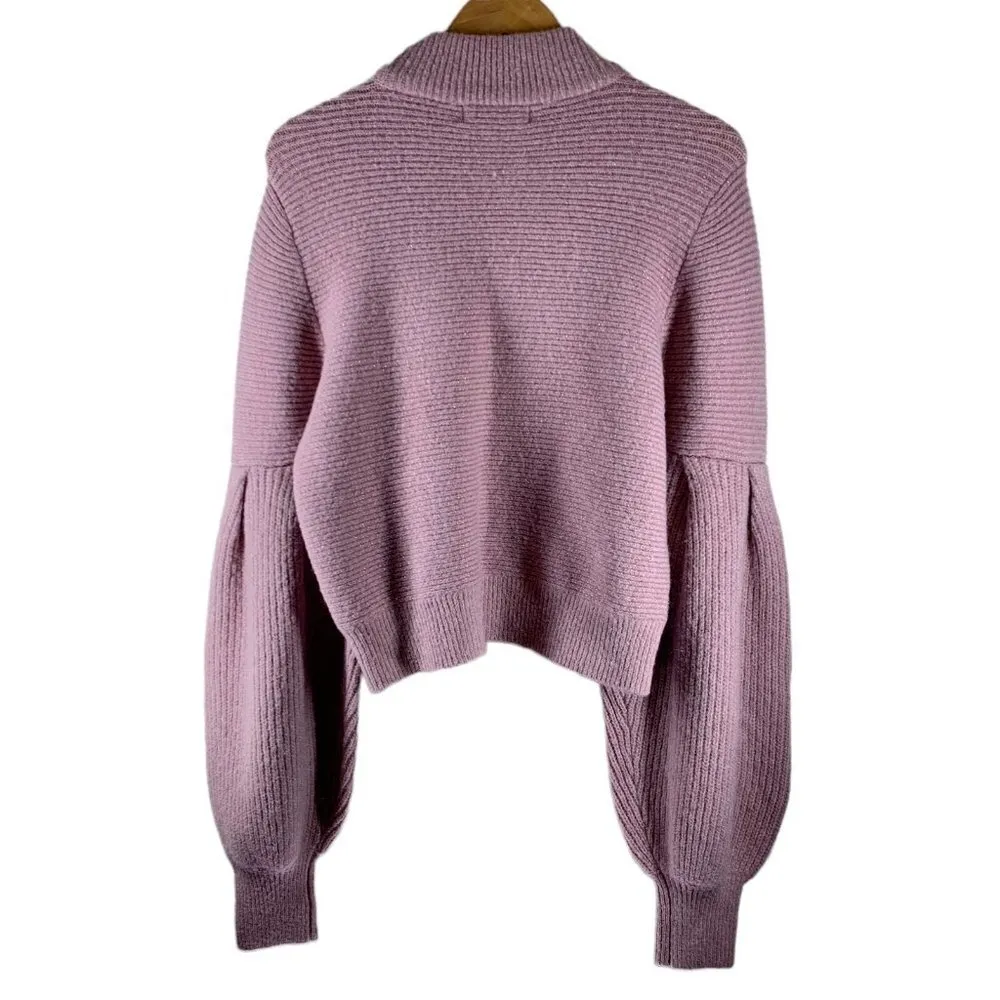 Blank NYC Prelude to a Kiss Pink Metallic Balloon Sleeve Sweater Size Large - Image 8