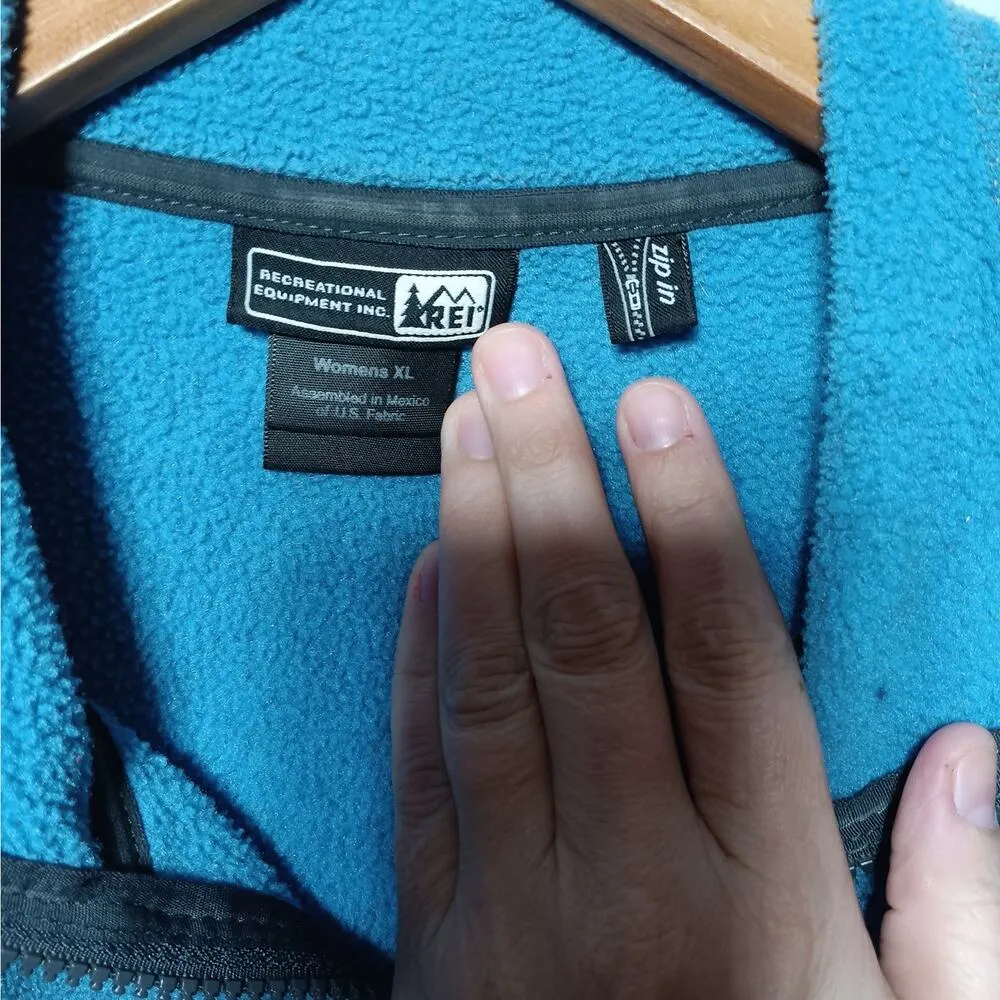 REI Fleece Womens XL Blue Full Zip In Liner Jacket Sweatshirt - Image 5