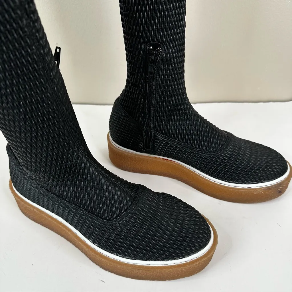 Free People Thigh High Over The Knee Boots Womens 37/ US 6.5 Black Stretch OTK - Image 3