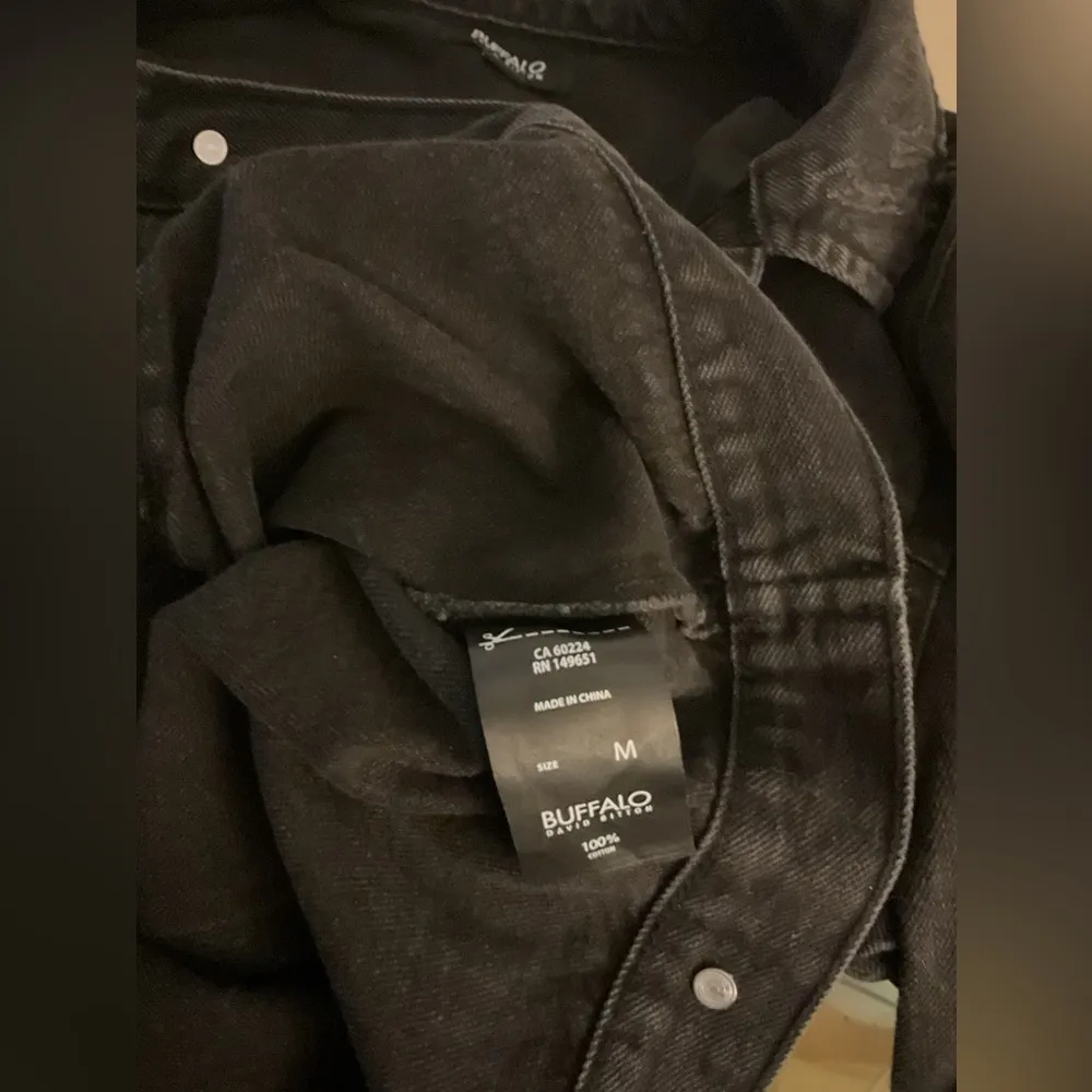 Buffalo David Bitton Distressed Black Denim Jacket size medium - Image 9