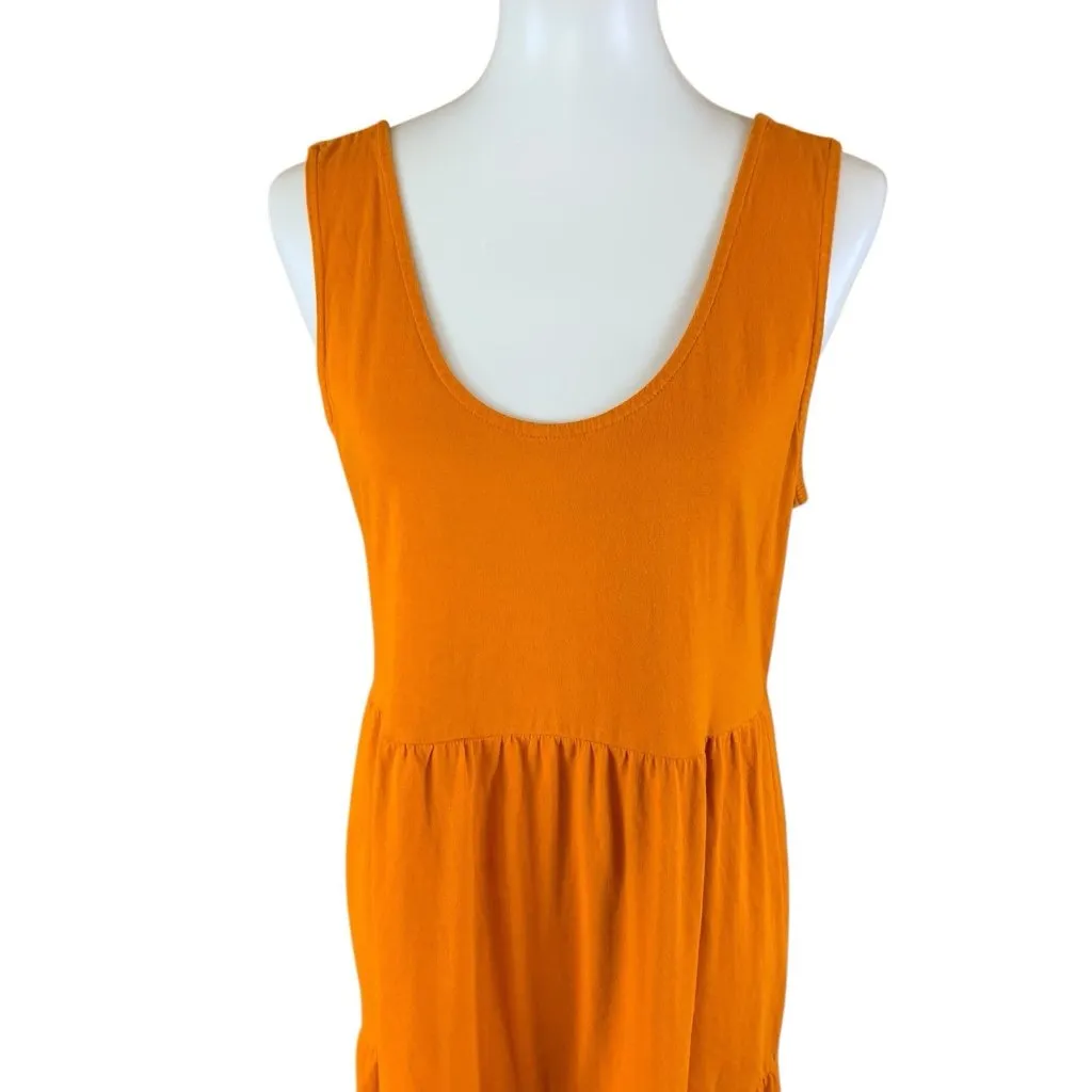 J Crew M Orange Sleeveless Tiered Maxi Dress Summer Boho Casual Sundress Size undefined - Image 2