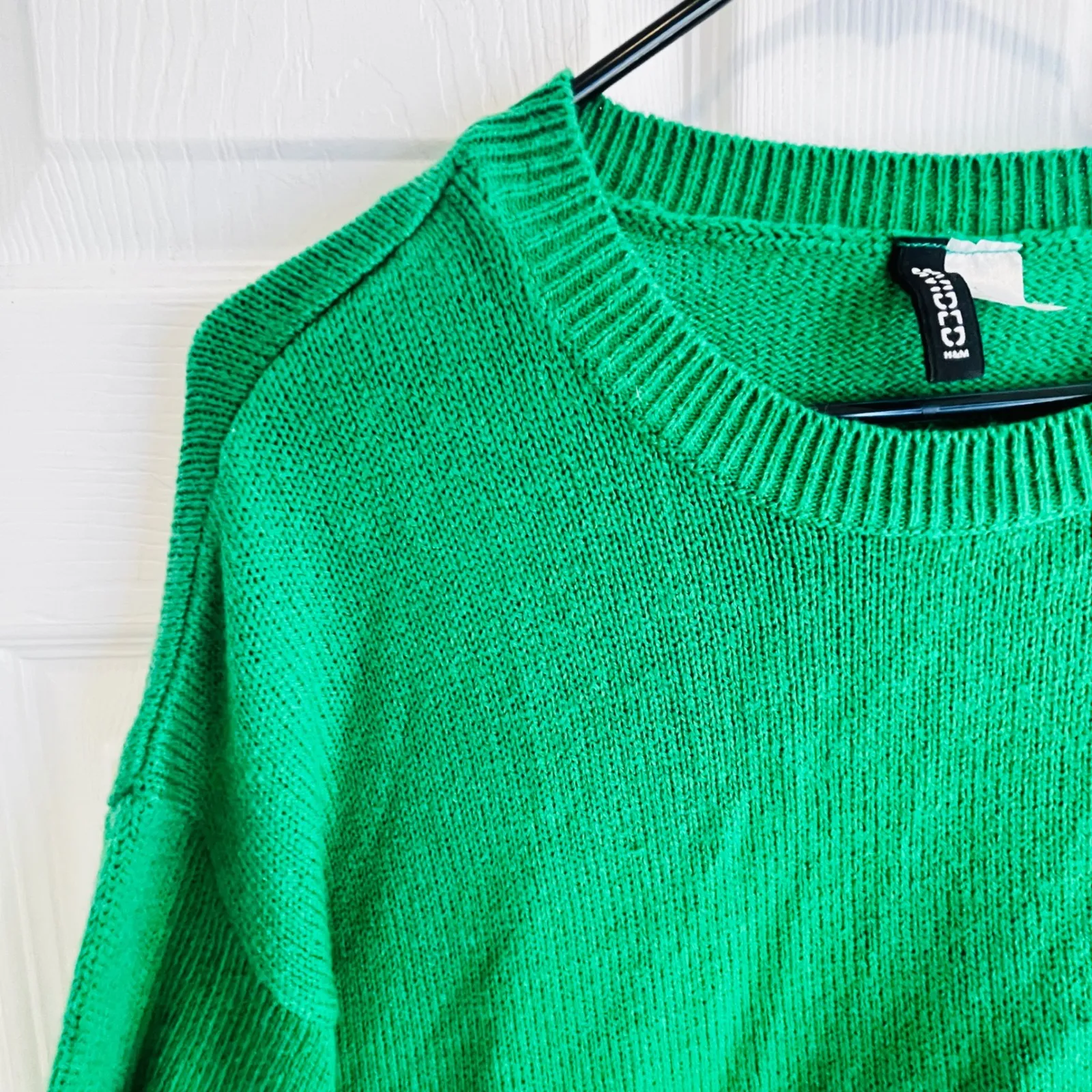H&M Divided Sweaters Green & Black Mock Neck Cropped Knit Sweater Size M Size M - Image 10
