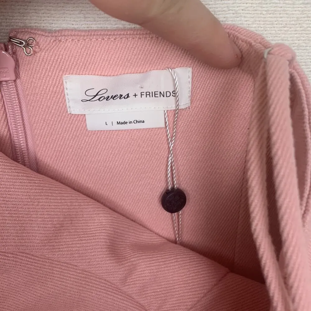 Lovers and friends womens large new pink sydney jumpsuit denim casual barbie for - Image 5