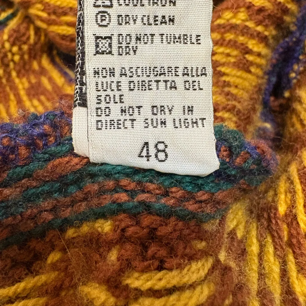 Vintage United Colors Of Benetton Men's Sweater - Blue, Yellow, Brown - Image 3