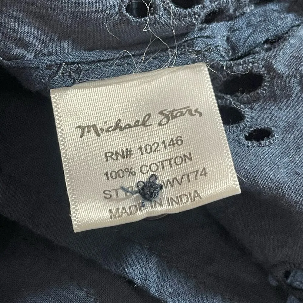 NEW MICHAEL STARS Dress Size Small Bernadette Navy Eyelet Cotton Shirtdress NWOT - Image 15