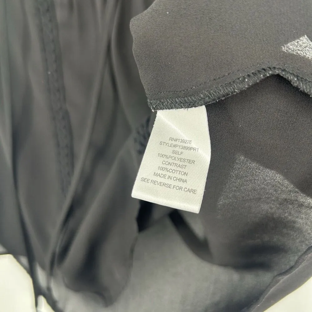 Daniel Rainn Black Boho Top Crochet Split Neck Cap Sleeves Size PM Petite - Image 9