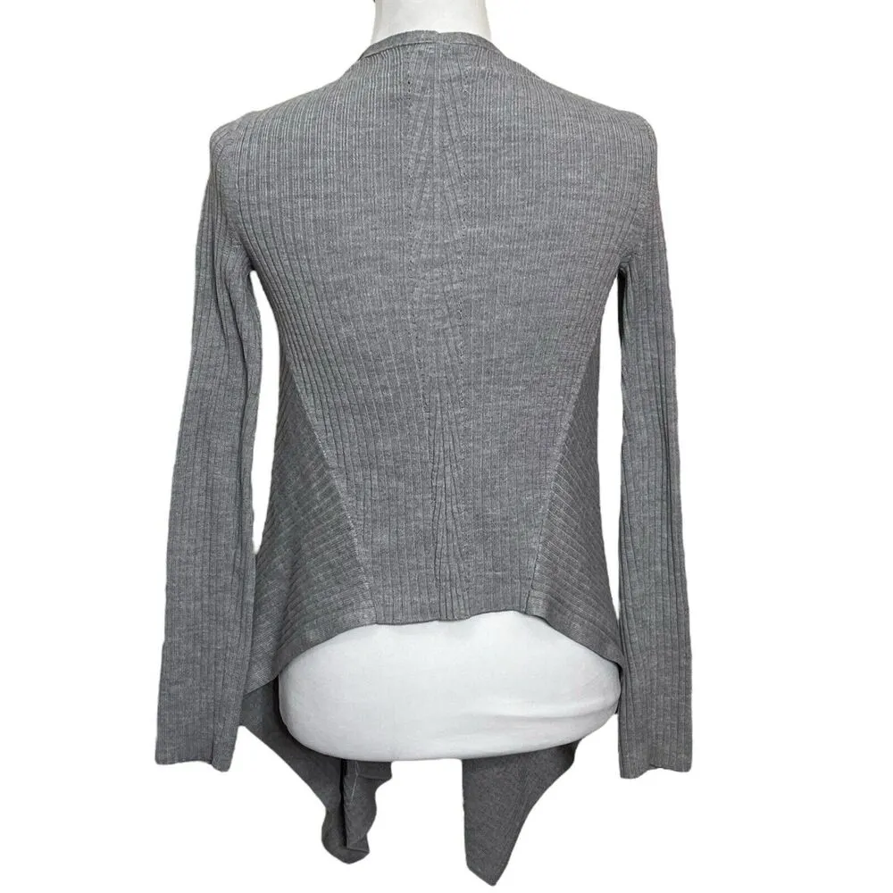 Athleta Solstice Wrap Merino Wool Ribbed Draped Gray Cardigan Sweater Size XXS - Image 7
