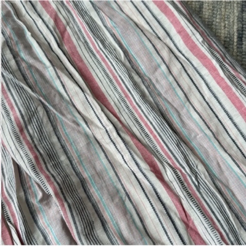 Drew  White and Blue Wide Leg Pants with Side Slits - Image 8