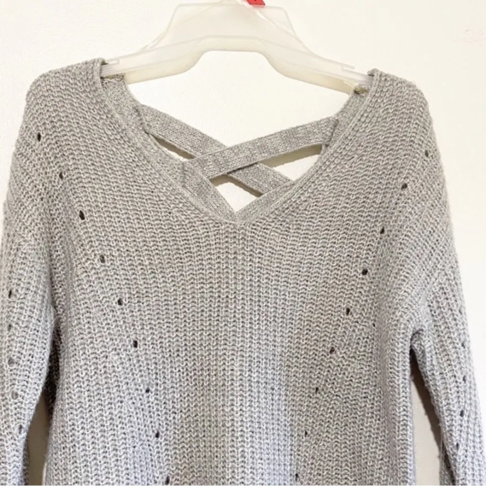 It’s Our Time gray v-neck sweater soft slightly oversized. - Image 4