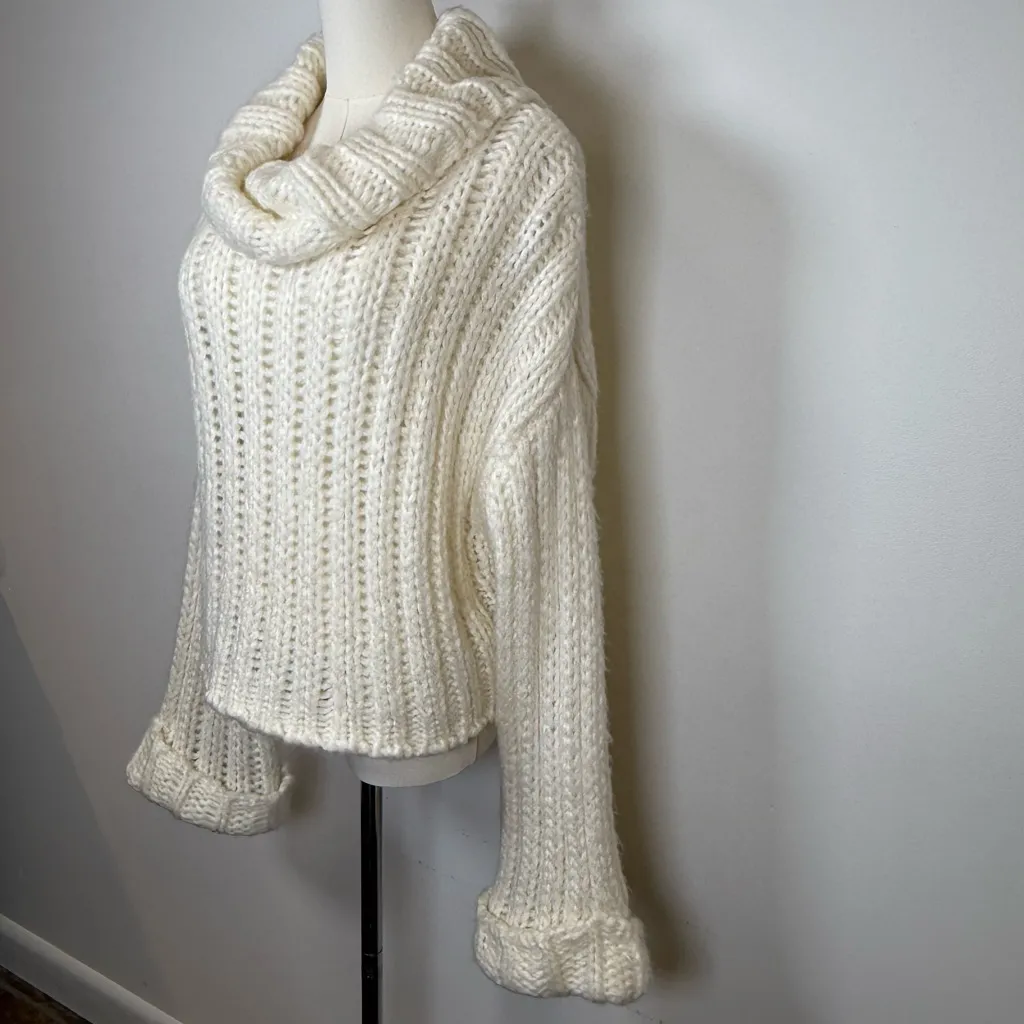 New! Forever 21 Chunky Knit Cowl Neck Sweater Winter White Women’s Size Large - Image 3