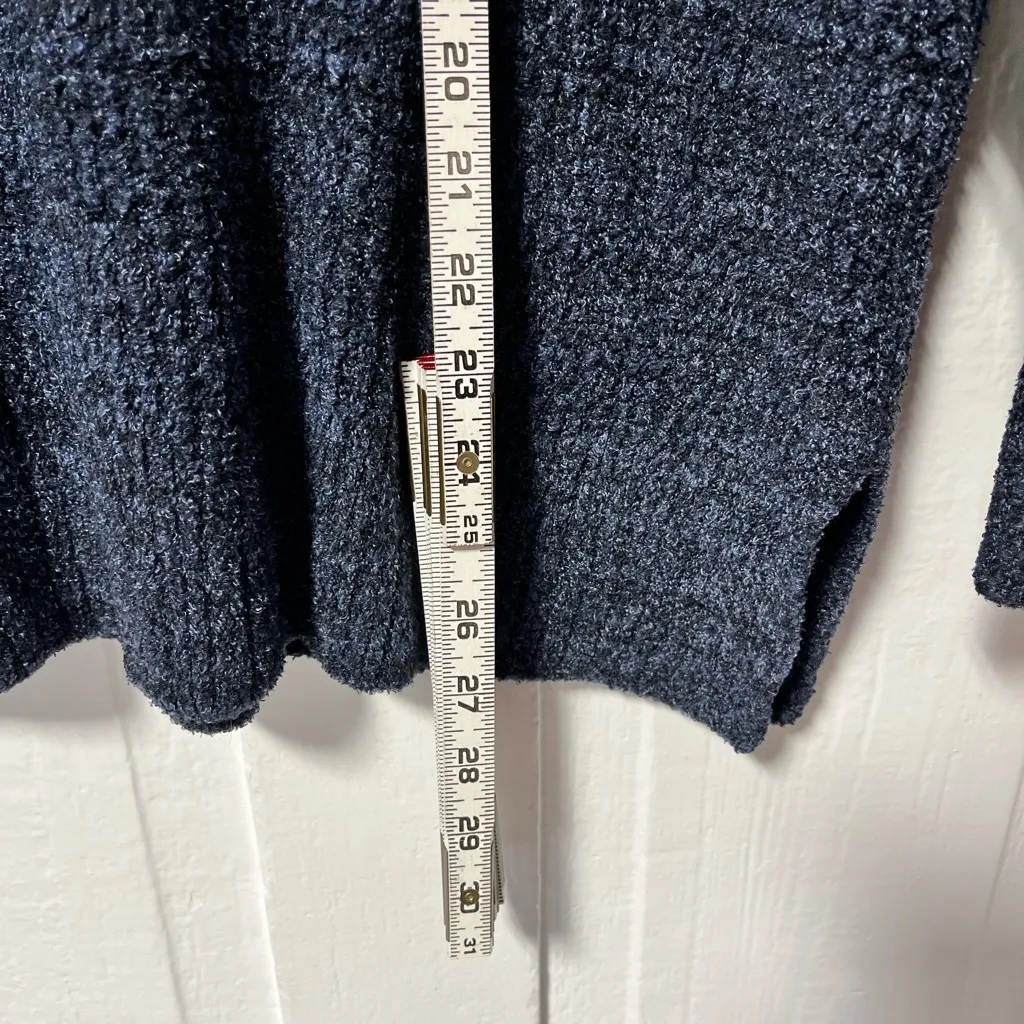 Barefoot Dreams CozyChic Lite waffle Cowlneck Pullover indigo blue size medium - Image 8