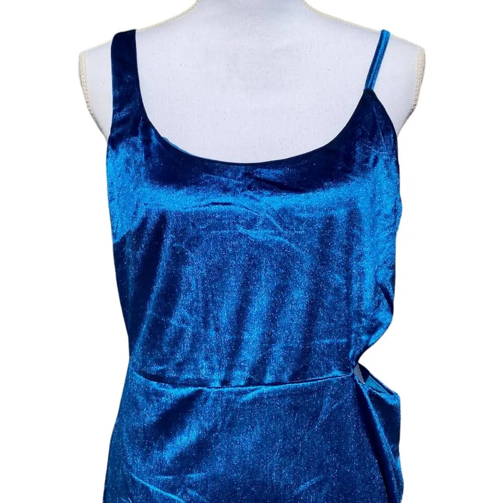 Lulus Cabaret Cutie Teal Blue Velvet Cutout Bodycon Mini Dress Women's XL - Image 7