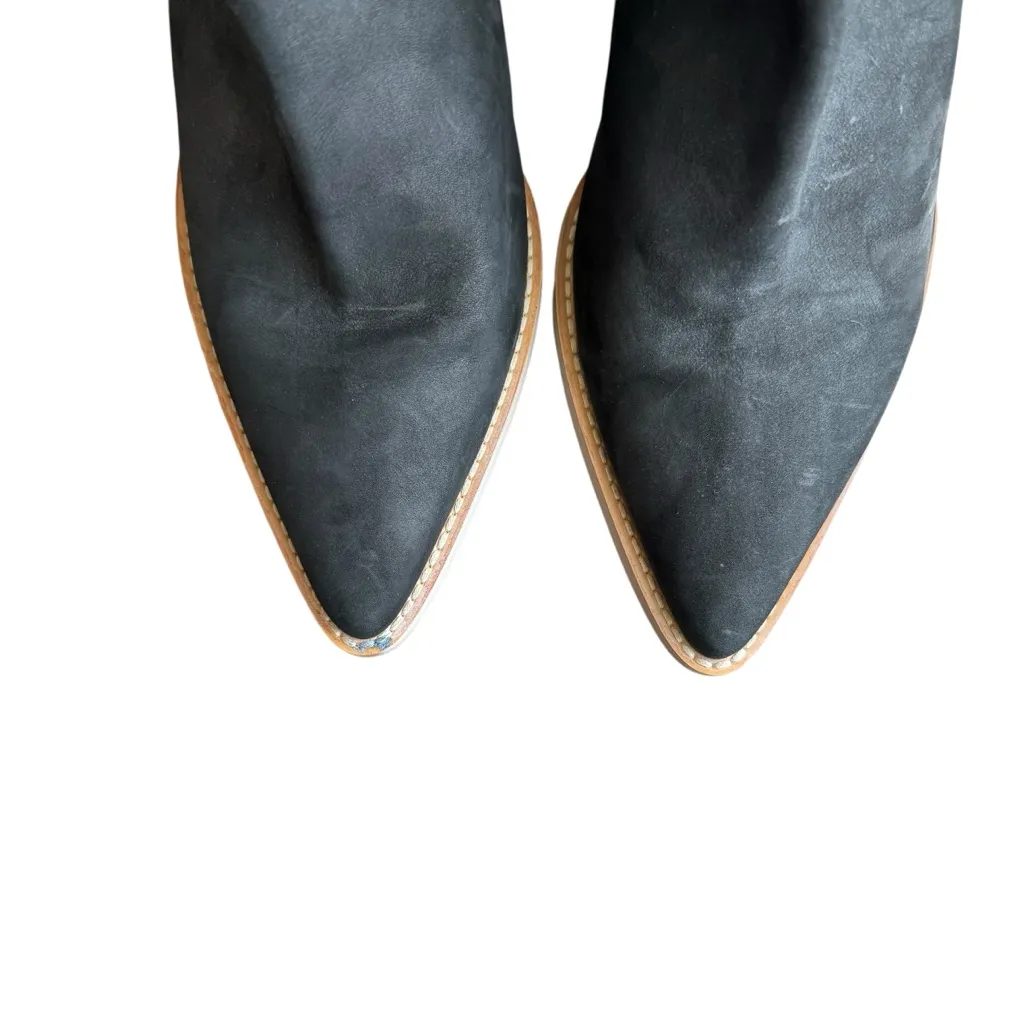 Free People - Wilder Black Suede Cutout Ankle Pointed Toe Block Heel Sz 39 - Image 4