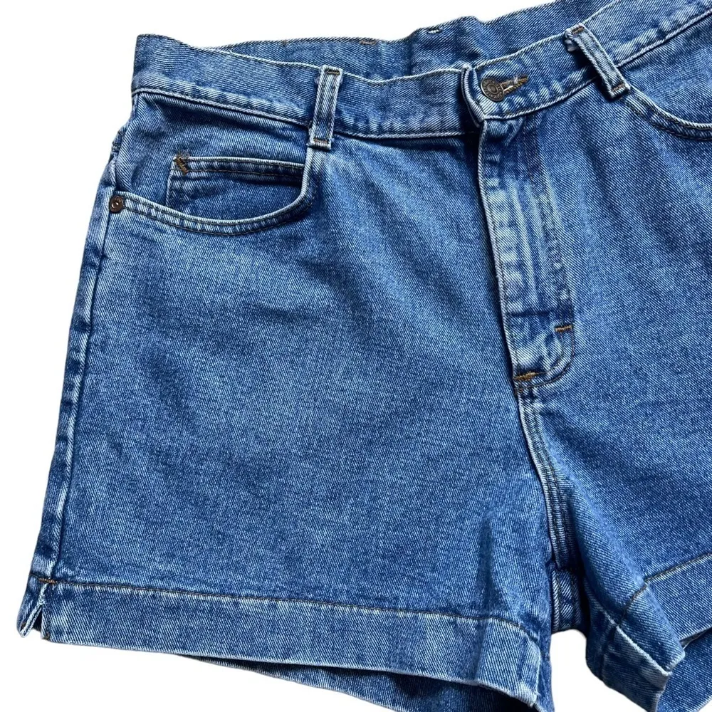 Vintage Lee Women’s High Waist Mom Shorts Size 13 Blue Denim Cotton Classic - Image 2