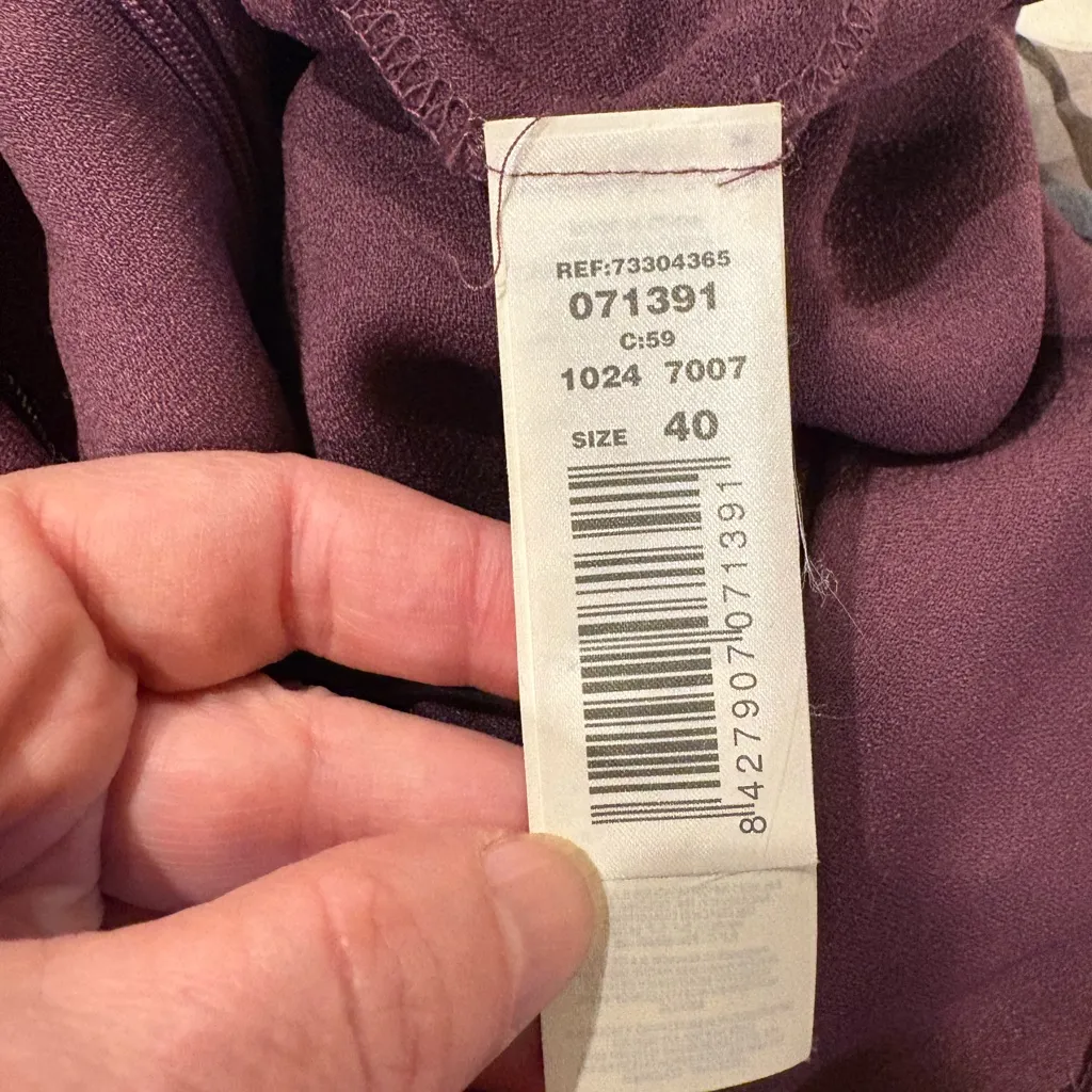 Mango MNG limited edition silk strapless floral maxi dress 8 M mauve purple - Image 5