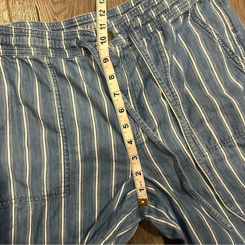 American Eagle Pants High Rise Wide Leg Crop Striped Blue White Women’s 8 Beach - Image 10