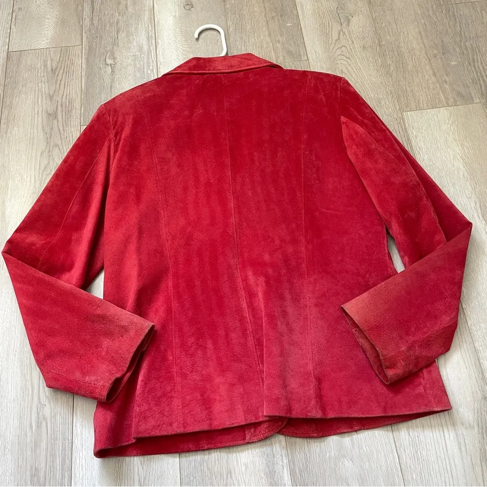 JohnPaulRichard Leather Jacket suede womens Red (size 10 petite) classic bright - Image 5