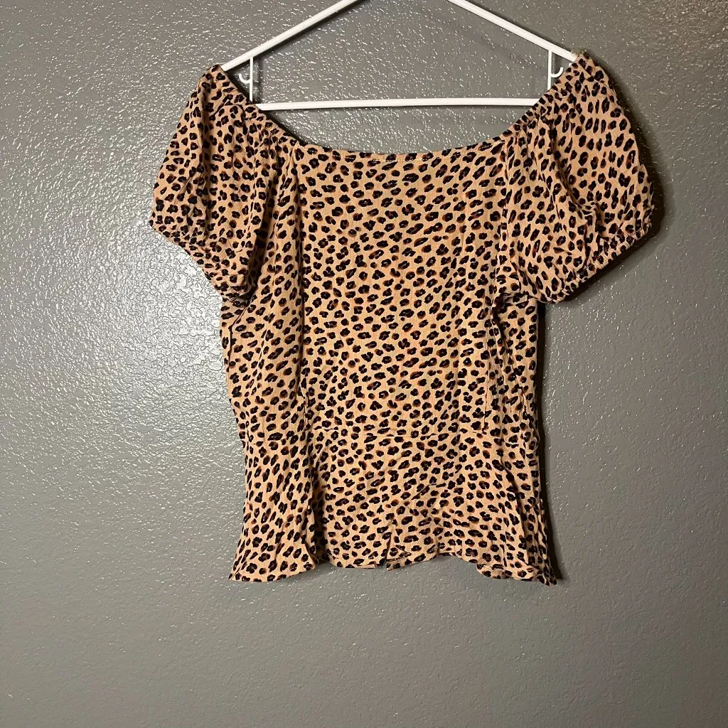 Moral Fiber  Leopard Print Button-Front Top, Size Medium - Image 4